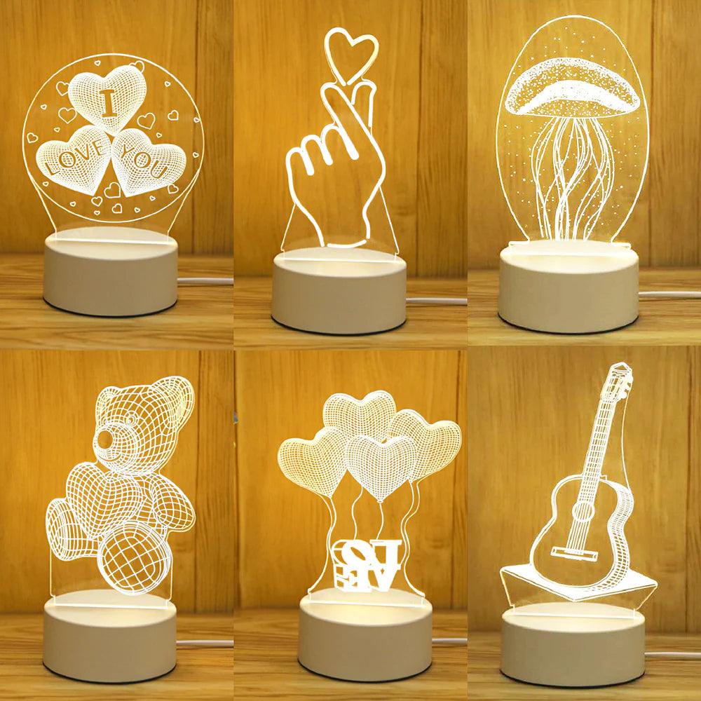 "Romantic Love 3D Acrylic LED Night Light: Perfect for Home Decor, Birthdays, and Valentine's Day!"