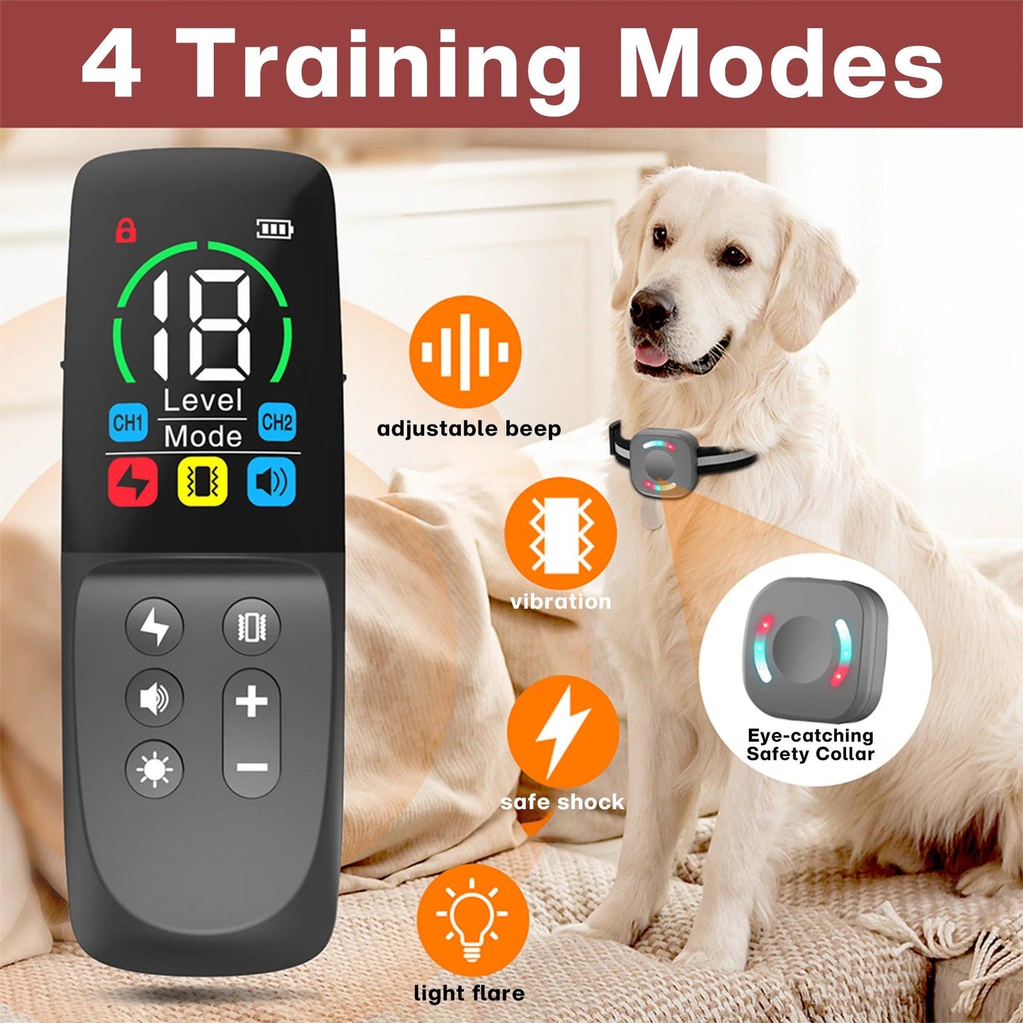 "Premium LED Dog Shock Collar with Remote - Ideal for Small, Medium, and Large Dogs up to 120lbs!"