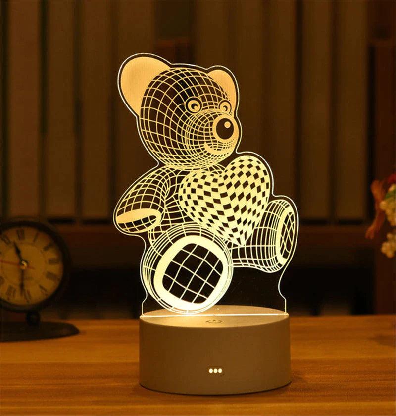 "3D Acrylic LED Night Light - Festive Christmas Party Decoration for Home Bedroom Decor and Weddings"