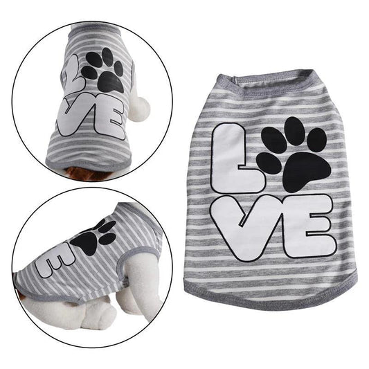 "Love Dog Shirt in Grey Stripe - Small"