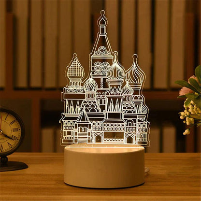 "3D Acrylic LED Night Light - Festive Christmas Party Decoration for Home Bedroom Decor and Weddings"