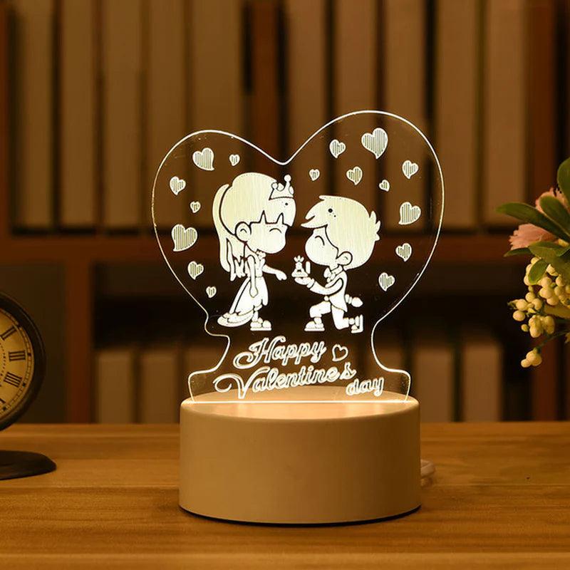 "Romantic Love 3D Acrylic LED Night Light: Perfect for Home Decor, Birthdays, and Valentine's Day!"