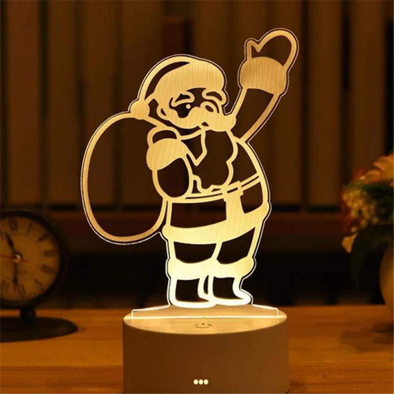 "3D Acrylic LED Night Light - Festive Christmas Party Decoration for Home Bedroom Decor and Weddings"