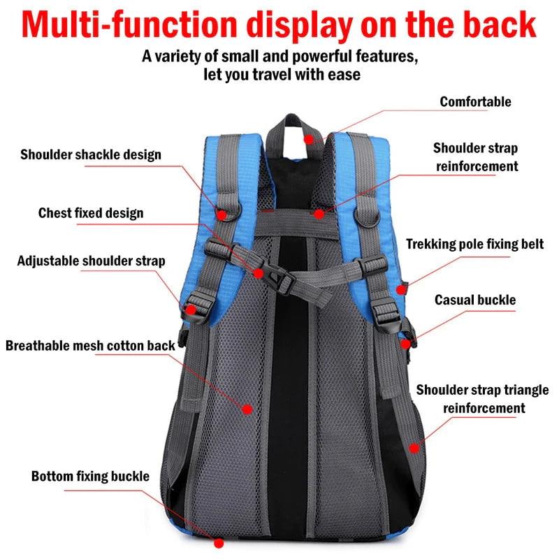 "USA 40L Travel Backpack - Ideal for Camping, Hiking, and School"