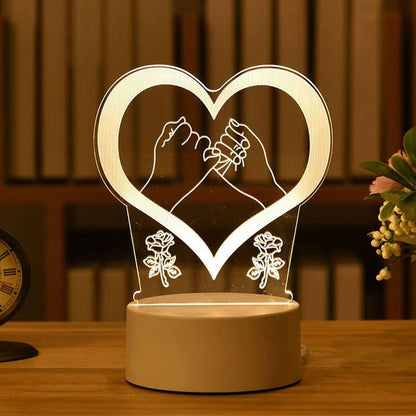 "Romantic Love 3D Acrylic LED Night Light: Perfect for Home Decor, Birthdays, and Valentine's Day!"