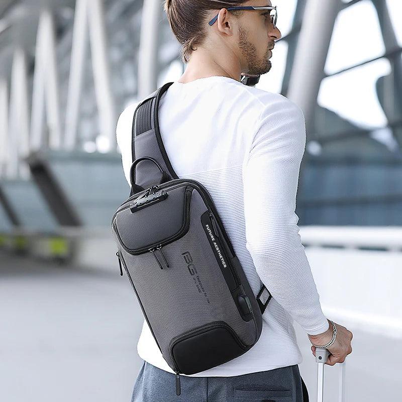 "Secure and Stylish Italian Chest Bag with Bange Anti-Theft USB Technology for Men"