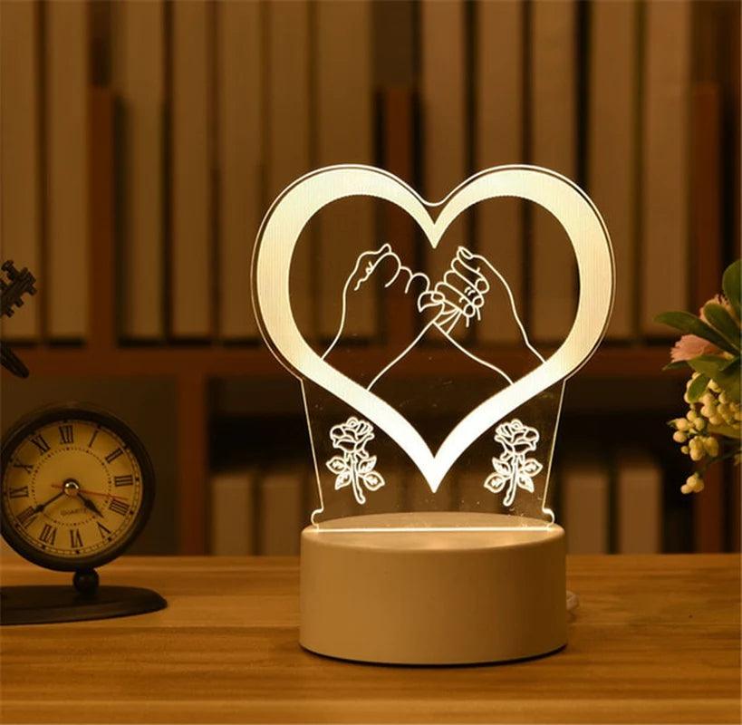 "3D Acrylic LED Night Light - Festive Christmas Party Decoration for Home Bedroom Decor and Weddings"