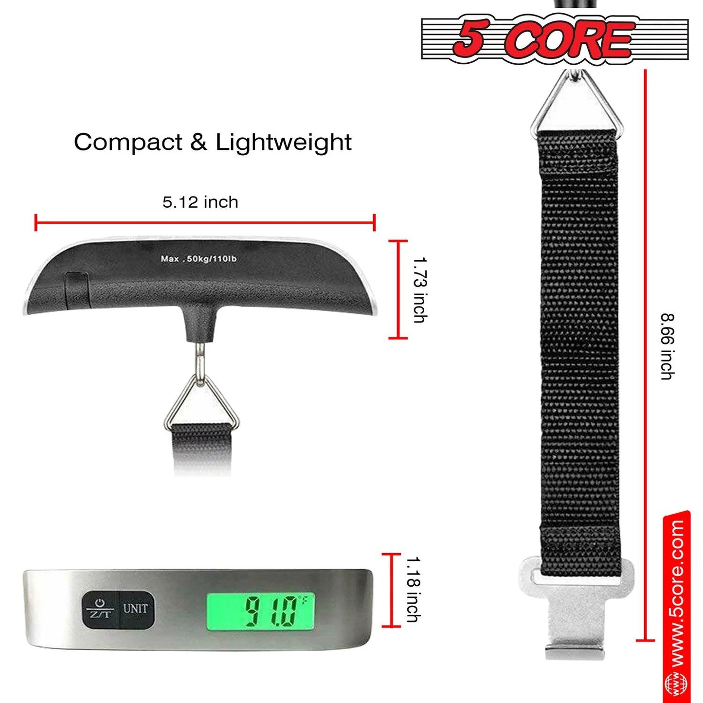 "5Core Portable Digital Luggage Scale - TSA Approved Travel Weight Scales"