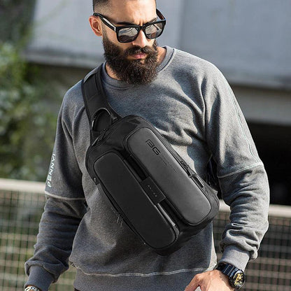 "Tech-Savvy Men's Shoulder Bag with USB Functionality"