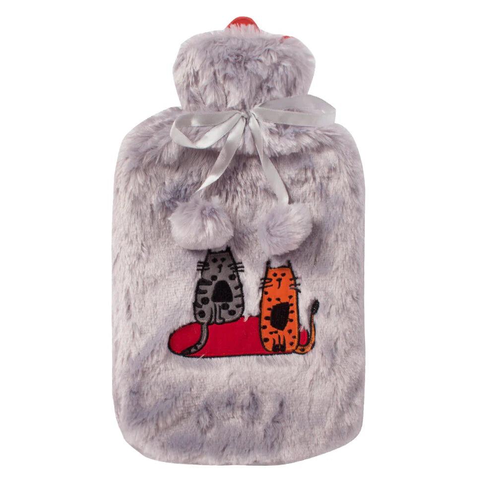 "Cozy Cat-themed Gray Hot Water Bottle by Biggdesign"